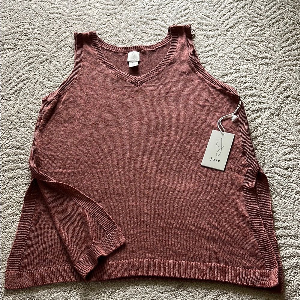 NWT Joie Linen Blend Sleeveless Knit Top with side slits Large